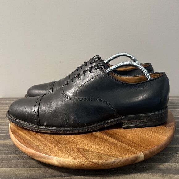 Allen Edmonds Men’s Size 11 C Byron Black Calfskin Leather Cap Toe Oxfords Shoes - Picture 1 of 8